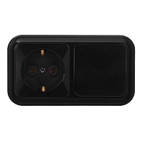 Блок выключатель и розетка Svet одноклавишный накладной черный (EV0362-5121)