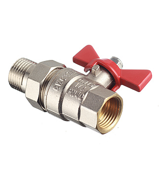 Кран шаровой латунный Valtec Base 1/2 ВР(г) х 1/2 НР(ш) бабочка с полусгоном прямой (VT.227.N.04)