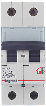Автоматический выключатель модульный Legrand TX3 2P 40А тип C 6 кА 230/400 В (404046)
