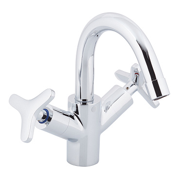 Смеситель для раковины Lemark Plus Spirit хром двухвентильный с поворотным изливом (LM1907C)