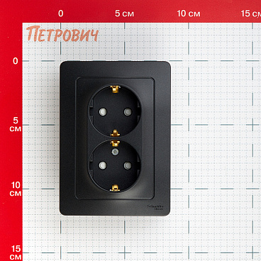 Розетка Systeme Electric Blanca встраиваемая антрацит со шторками (BLNRS001126)