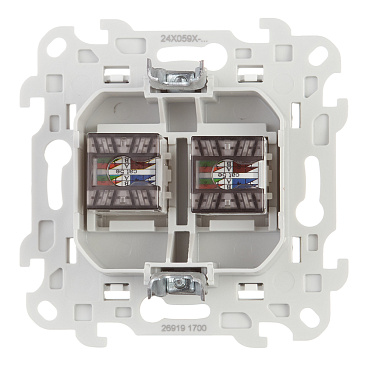 Розетка компьютерная Simon 24 Harmonie встраиваемая белая 2хRJ45 (2450593-030)
