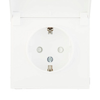 Розетка Systeme Electric ArtGallery встраиваемая белая со шторками с крышкой (GAL440146)