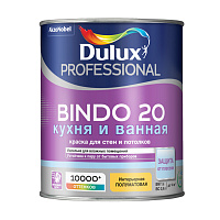 Краска моющаяся Dulux/Luxium Bindo 20 кухня и ванная база BС бесцветная 0,9 л