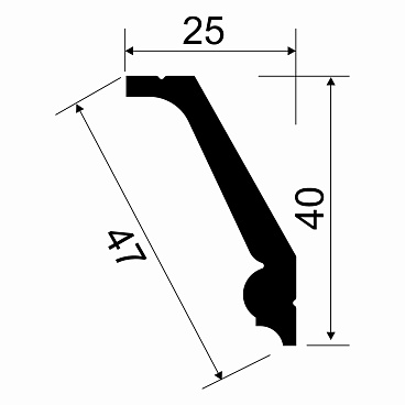 Плинтус потолочный из экополимера ударопрочный 40х25х2000 мм Cosca KX023