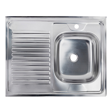 Мойка для кухни Ukinox Nord 80х60х13 см накладная с крылом сталь (Nr 800х600 0,4 R)