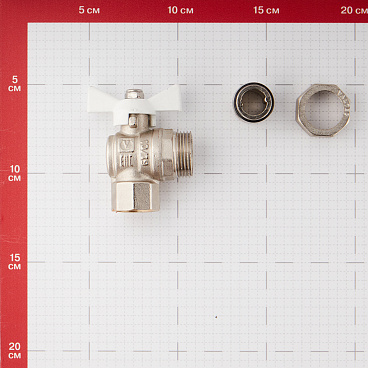 Кран шаровой латунный Valtec Base 1/2 ВР(г) х 1/2 НР(ш) бабочка с полусгоном угловой (VT.228.NW.04)