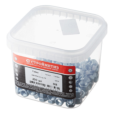 Гайка шестигранная оцинкованная М8 DIN 934 10 (200 шт.)