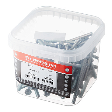 Болт оцинкованный M6x60 мм DIN 933 10,9 (100 шт.)