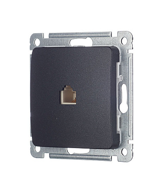 Розетка телефонная Hegel Master встраиваемая черная RJ11 (РСТ-400-08)