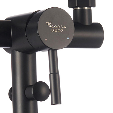 Смеситель для ванны Сorsa Deco AS черный однорычажный с коротким изливом с лейкой (FBTAS1B)