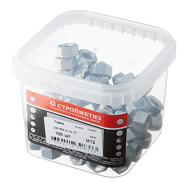 Гайка шестигранная оцинкованная М12 DIN 934 10 (100 шт.)