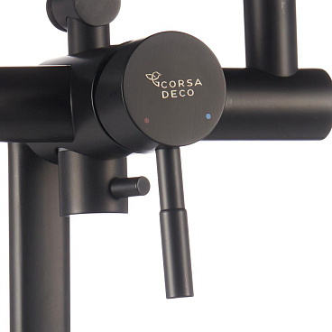 Смеситель для ванны Сorsa Deco AS черный однорычажный с длинным изливом с лейкой (FBTAS3B)