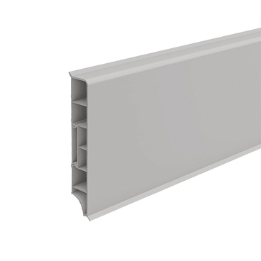 Плинтус ПВХ напольный Идеал Дюра 80 мм светло-серый 2200 мм прямоугольный