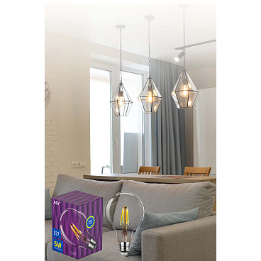 Лампа светодиодная филаментная Rev E27 2700К 5 Вт 515 Лм 220 В шар G95 прозрачная