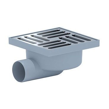 Трап душевой горизонтальный АНИ пласт с гидрозатвором 150х150 мм d50 мм решетка из нержавеющей стали (TA5112)