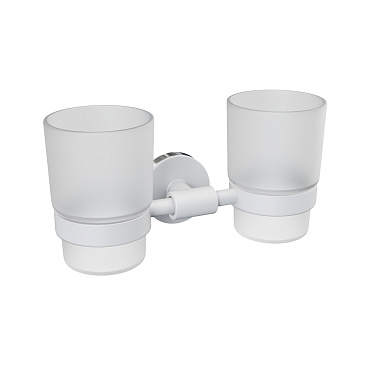 Стакан для ванной Fora Lord с держателем двойной стекло прозрачный/ металл белый (FOR-LORD039WT)