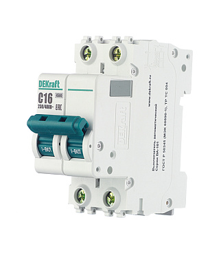 Автоматический выключатель модульный Dekraft BA-101 2P 16А тип C 4,5 кА 230/400 В (11066DEK)