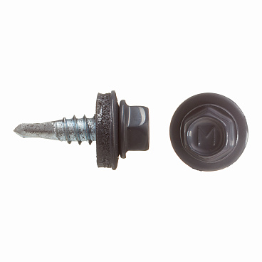 Саморезы кровельные с буром 19х5,5 мм металл-металл графитовый серый RAL 7024 Daxmer (250 шт.)