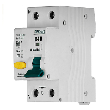 Автомат дифференциальный Dekraft ДИФ-103 40А 1P+N тип AC 30 мА 6 кА (16208DEK)