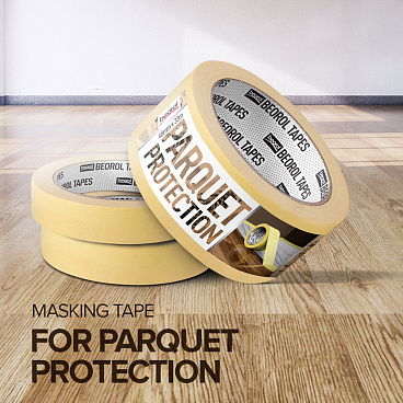 Лента малярная Beorol для паркета желтая 48 мм 33 м УФ-стойкая (PK48PT)