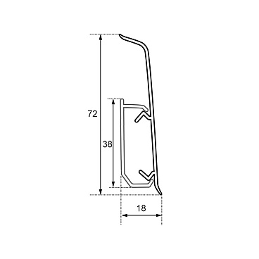 Плинтус ПВХ напольный Winart 72 мм меркурий 2200 мм Г-профиль со съемной панелью