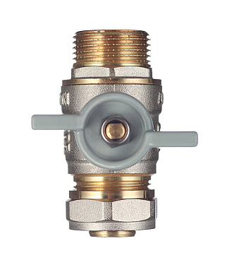 Кран шаровой латунный 20 обж(ц) х 3/4 НР(ш) для металлопластиковых труб бабочка прямой