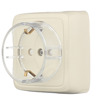 Розетка Hegel Alfa накладная слоновая кость тонкая со шторками (РА16-174-01)