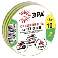 Изолента Эра ET1510 ПВХ желто-зеленая 15 мм 10 м