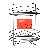 Полка для ванной ЧМЗ Лофт угловая двухъярусная 222х222х398 мм металл черный муар (513-005-02)