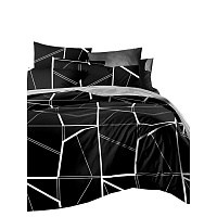 Комплект постельного белья 1,5-спальный полисатин Livadia черно-белый с простыней 150х216 см