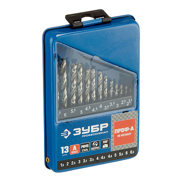 Набор сверл по металлу спиральных Зубр Профессионал 1,5-6,5 мм (13 шт.) (29625-H13)