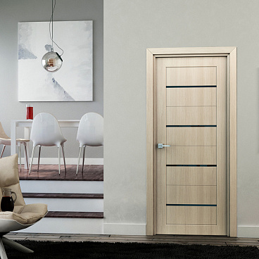 Дверь межкомнатная Орион 800х2000 мм финишпленка капучино с декоративной вставкой