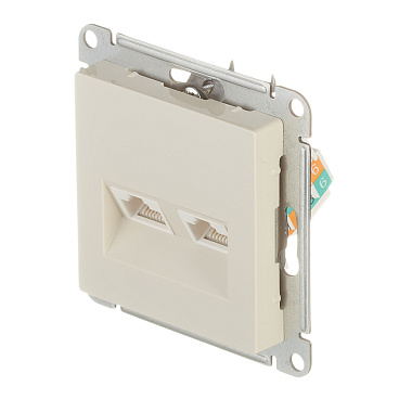 Розетка компьютерная Systeme Electric AtlasDesign встраиваемая бежевая 2хRJ45 (ATN000285)