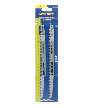 Пилки для сабельной пилы Практика S1531L HCS по дереву L220 мм быстрый рез (2 шт.) (773-521)