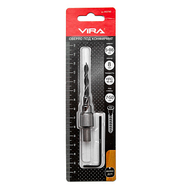Сверло по дереву Vira 5х86 мм конфирмат для мебельной стяжки 7х50 мм с зенкером (552750)