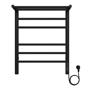 Полотенцесушитель электрический Terminus Аврора П6 с полкой 600х482 мм 180 Вт с терморегулятором черный