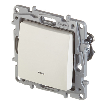 Выключатель Legrand Etika одноклавишный встраиваемый слоновая кость с подсветкой (672303)