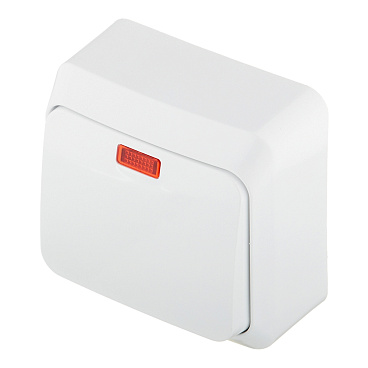 Выключатель Systeme Electric Этюд одноклавишный накладной белый с подсветкой (BA10-005B)