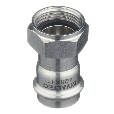 Соединитель VALTEC (VTi.908.I.002806) 28 мм х 1 ВР(г) нержавеющая сталь с накидной гайкой