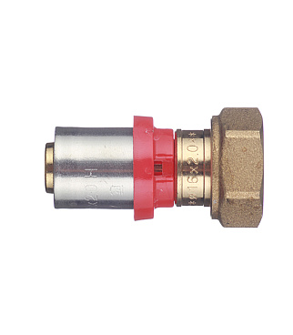 Соединитель прямой Tiemme с накидной гайкой и плоской прокладкой 16(пресс) х 1/2 ВР(г)