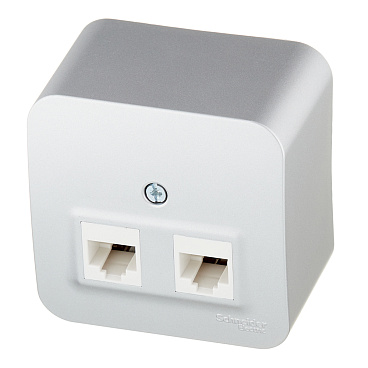 Розетка компьютерная Systeme Electric Blanca накладная алюминий 2хRJ45 (BLNIA045453)