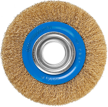 ЗУБР ″Профессионал″. Щетка дисковая для точильно-шлифовального станка, витая стальная латунирован проволока 0,3мм, 150х32мм