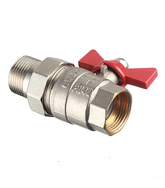 Кран шаровой латунный Valtec Base 1 ВР(г) х 1 НР(ш) бабочка с полусгоном прямой (VT.227.N.06)