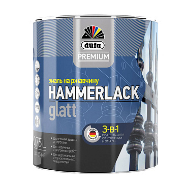 Эмаль по ржавчине 3в1 Dufa Premium Hammerlack шоколад RAL 8017 глянцевая 0,75 л