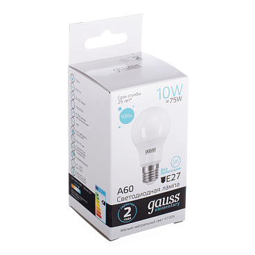 Лампа светодиодная Gauss E27 4100К 10 Вт 920 Лм 180-240 В груша A60 матовая