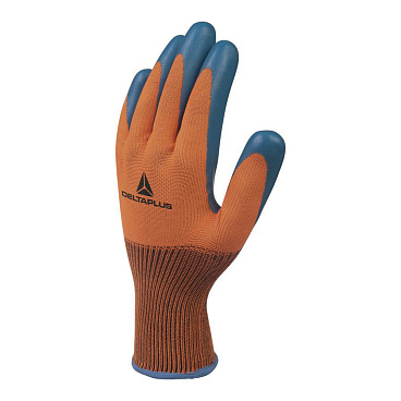 Перчатки полиэстеровые 13 нитей с латексным обливом Delta Plus VE733OR оранжевые XL