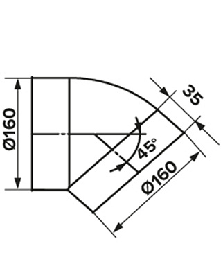 Колено для круглых воздуховодов ERA пластиковое d160 мм 45°