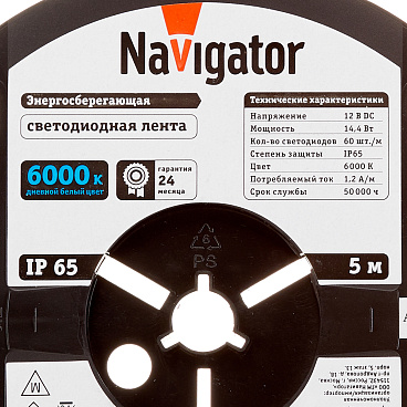 Лента светодиодная SMD 5050 Navigator (71769) 6000К 14,4 Вт 12 В IP65 5 м