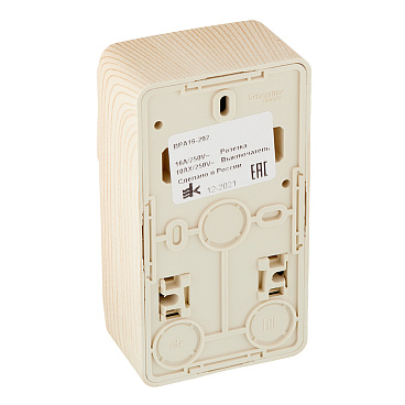 Блок выключатель и розетка Systeme Electric Этюд двухклавишный накладной сосна (BPA16-202D)